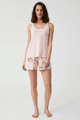 Blush Breeze – طقم بيجاما قصير من قطعتين – راحة صيفية رومانسية