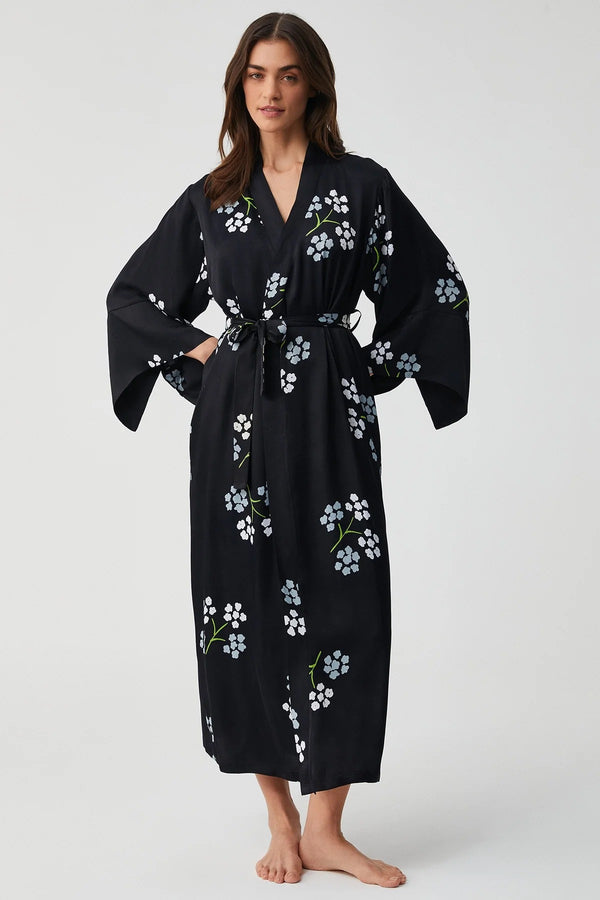 Floral Kimono Robe and Slip Dress Set