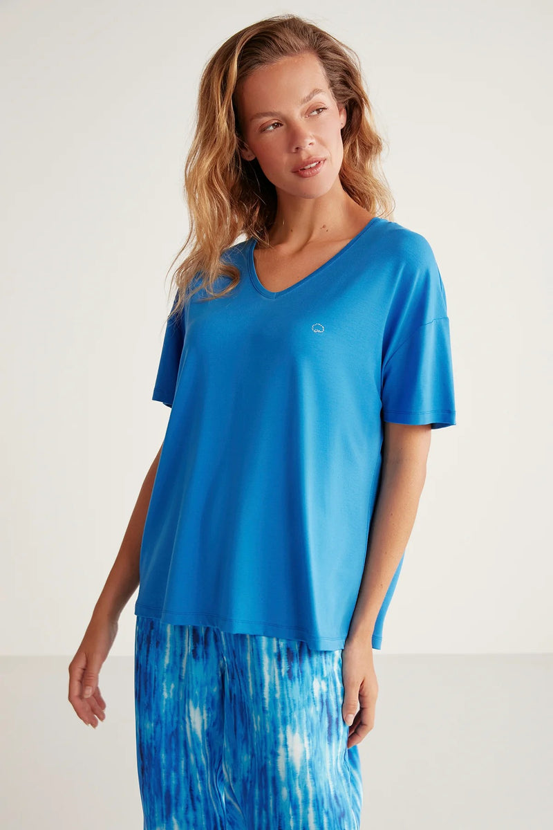 Electric Blue Relaxed Pajama Set