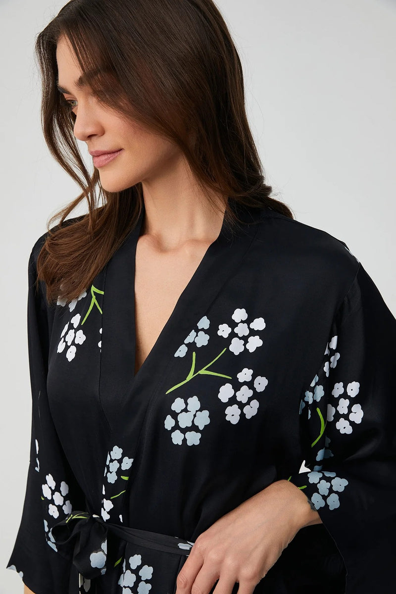 Floral Kimono Robe and Slip Dress Set