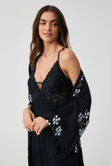 Floral Kimono Robe and Slip Dress Set