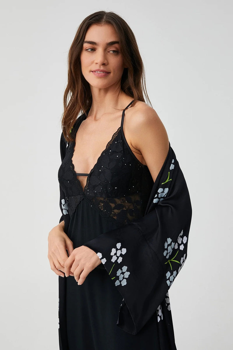 Floral Kimono Robe and Slip Dress Set