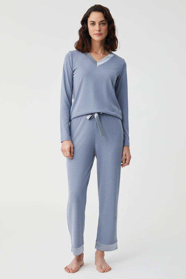 Blue and Soothing Harmony - 2 Pcs Pajama Set