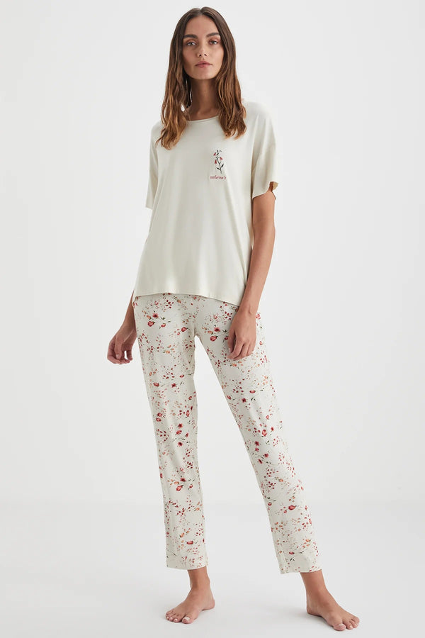 Soft Feel Light Floral Pajama Set
