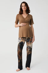 طقم بيجاما Earth Harmony للأمومة والرضاعة – راحة ناعمة وأناقة فنية