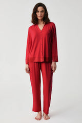Classic Red Button-Up Pajama Set