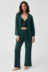 Secret Garden – طقم من 3 قطع باللون الأخضر الزمردي – جاذبية أنيقة وإغراء ناعم