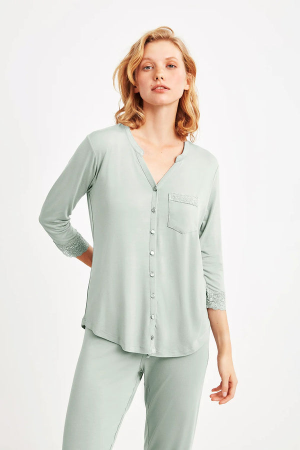 Blissful Bloom – Buttoned Maternity Pajama Set