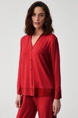 Classic Red Button-Up Pajama Set