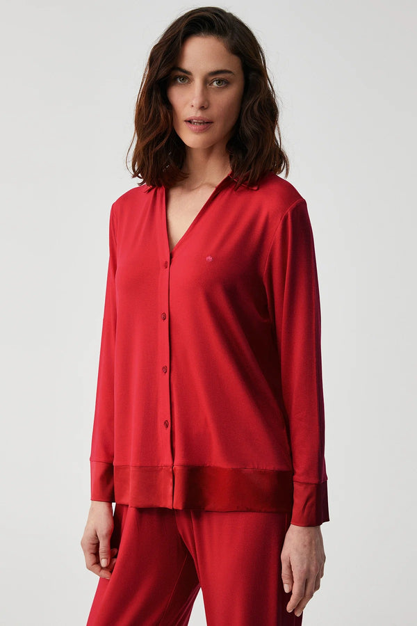 Desert Rose  – طقم بيجاما بأزرار – أناقة نارية وراحة حريرية