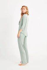 Blissful Bloom – Buttoned Maternity Pajama Set