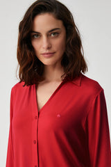 Classic Red Button-Up Pajama Set