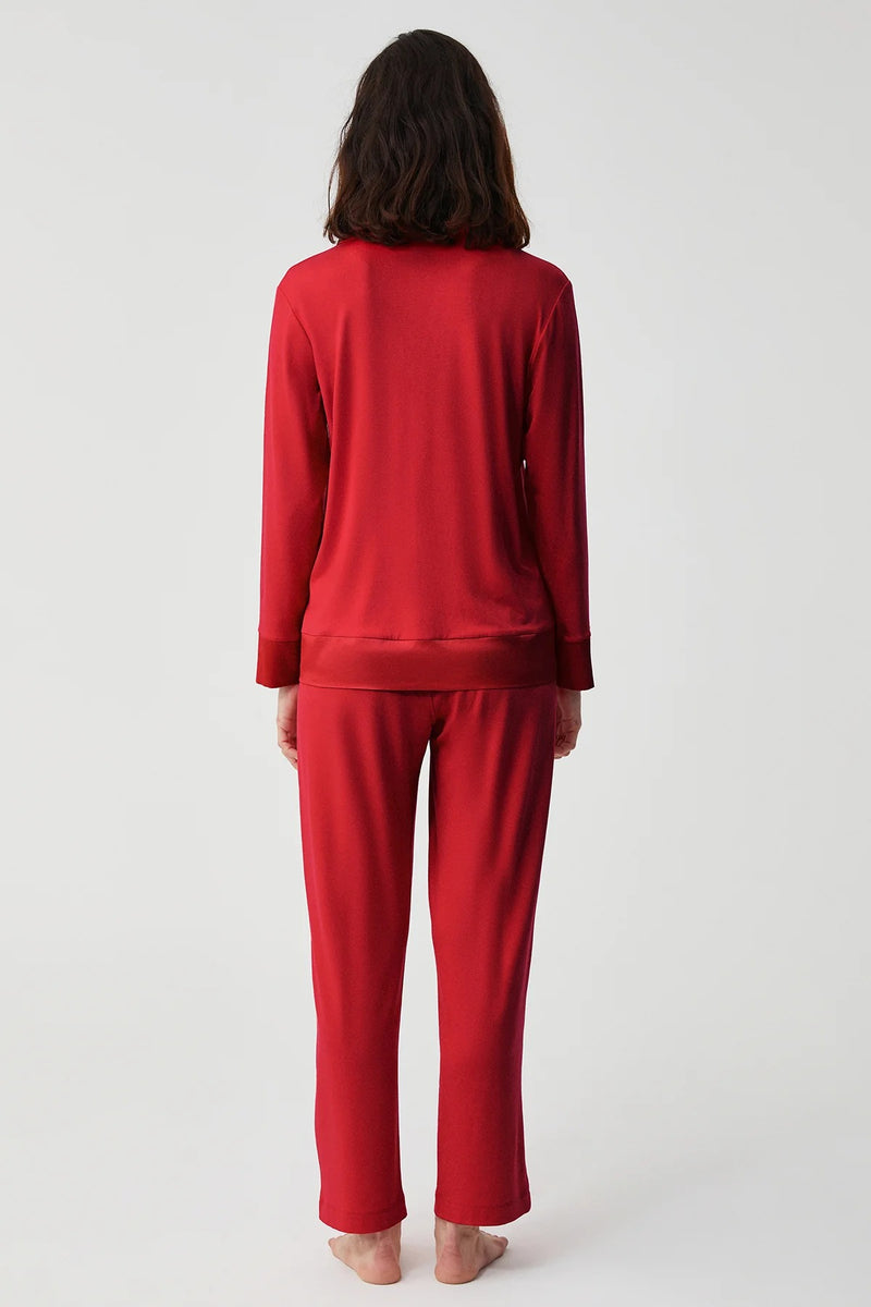 Classic Red Button-Up Pajama Set