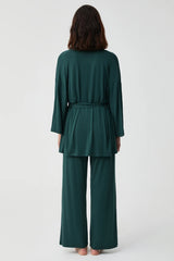 Secret Garden – طقم من 3 قطع باللون الأخضر الزمردي – جاذبية أنيقة وإغراء ناعم